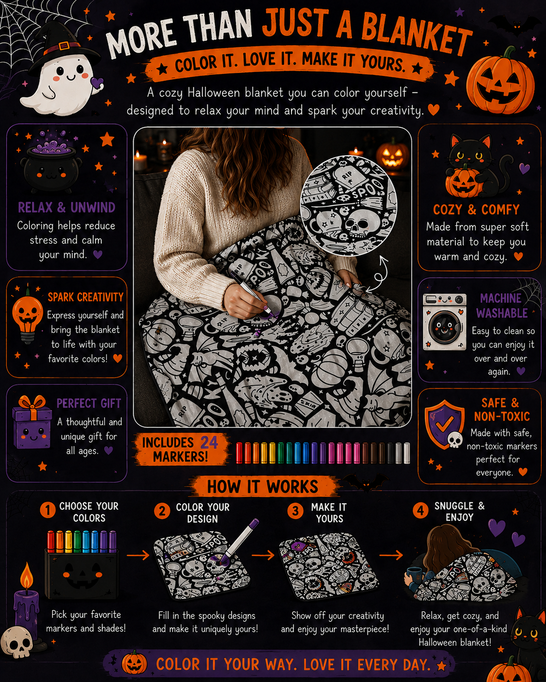 Spooky Coloring Blanket